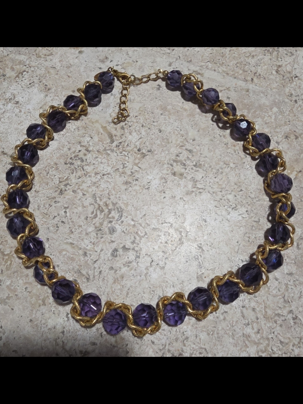 Nicole Miller Gold-Tone Necklace with Purple Faceted Beads